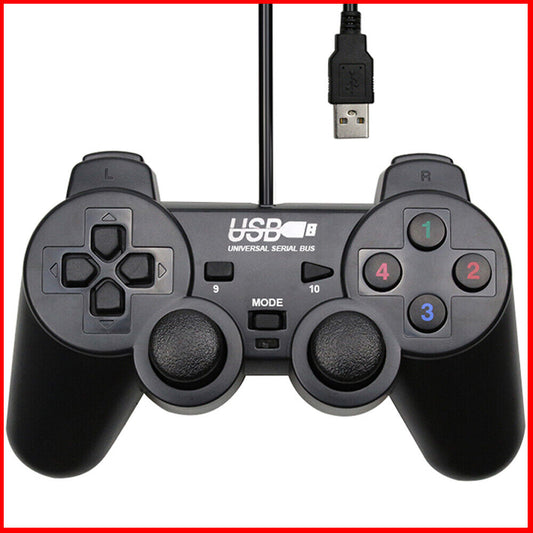 For PC Windows 10 USB Wired 2.0 Game Controller Gamepad Joypad Joystick Turbo