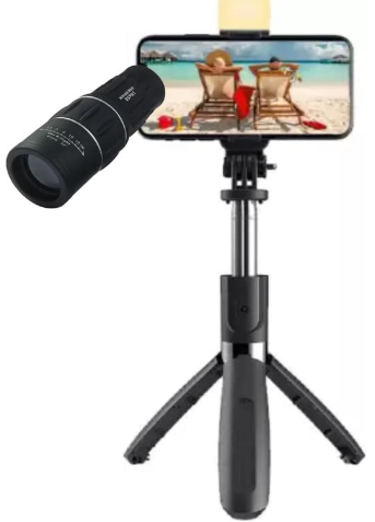 Drumstone16 X 52 Dual Focus Zoom Optic Lens Armoring Monocular Telescope Outdoor Travel with Portable & Flexible Mini Tripod with Mobile Holder & 360 Degree Ball Head (SA)