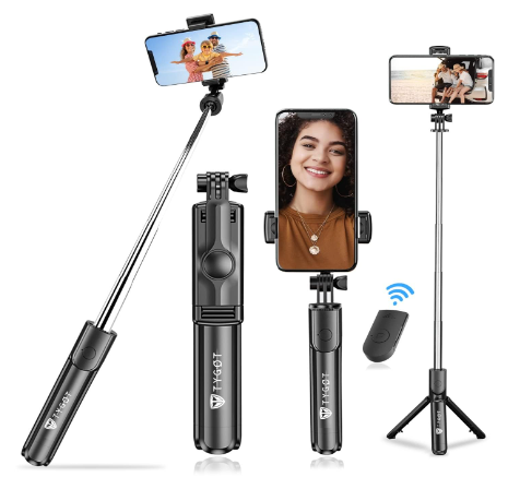 Tygot Bluetooth Extendable Selfie Sticks with Wireless Remote and Tripod Stand, 3-in-1 Multifunctional Selfie Stick with Tripod Stand Compatible with iPhone/OnePlus/Samsung/Oppo/Vivo and All Phones (SA)