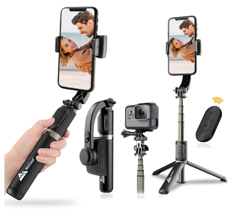 WeCool G1 selfie stick tripod stand with 1-Axis gimbal technology and Wireless Remote,Extendable Bluetooth Selfie Stick and Tripod for phone with Auto Balance for Vlogging and for Live Videos shooting (SA)