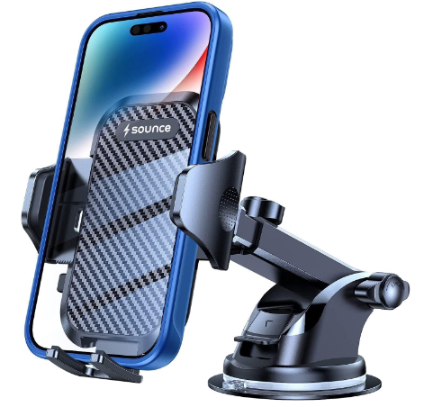 Car Phone Holder Mount, [Military-Grade Suction & Super Sturdy Base] Universal Phone Mount for Car Dashboard Windshield Air Vent Hands Free Car Phone Mount for iPhone Android All Smartphones (SA)