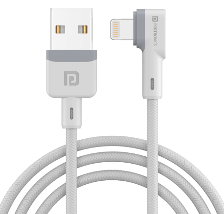 Portronics Konnect L 1.2M POR-1401 Fast Charging 3A 8 Pin USB Cable with Charge & Sync Function (White) (SA)