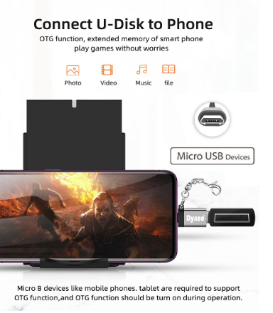 Dyazo Aluminium Portable High Speed Micro USB to USB A Female OTG Adapter/Converter Compatible with Samsung S6 Edje S7 Edge S4 LG G4, Mouse, Keyboard, Flash Drive All Micro O.T.G Enable Devices (SA)