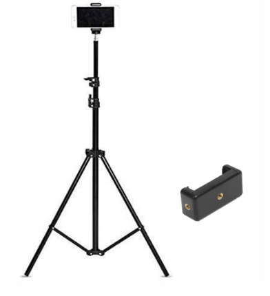 Tygot Lightweight & Portable Portable 7 Feet (84 Inch) Long Tripod Stand with Adjustable Mobile Clip Holder for All Mobiles & Cameras (Black) (SA)