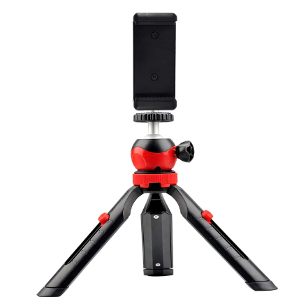 DIGITEK® (DTR-200MT) 18CM Flexible & Portable Mini Tripod with Smartphone Holder & 360° Ball Head, 1kg Load Capacity, 2 Section Adjustment, Rubber Feet, For Smartphones, Compact Cameras, GoPro Cameras (SA)
