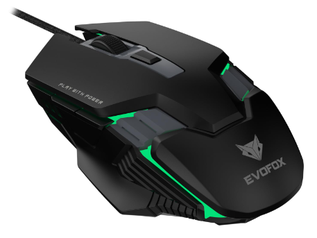 EvoFox Spectre USB Wired Gaming Mouse with Upto 3600 DPI Gaming Sensor | 6 Buttons Design | Upto 7 Million Clicks | 7 Colours Rainbow Lighting with Breathing Effect | 1.5m Braided Cable (Black) (SA)