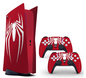 ELTON PS5 Skin Protective Cover Vinyl Sticker Decals for PlayStation 5 Disk Version Console and Two Dual Sense 5 Sticker Skins Black PS5 Console and Controller design202 [video game](spider man red) (SA)